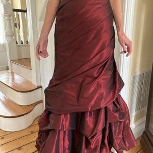 Jovani Strapless Deep Red Gown